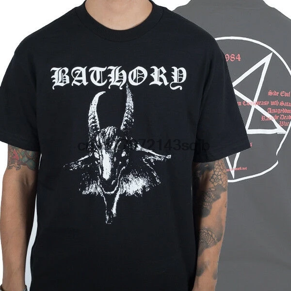 New Bathory Goat Logo Pentagram Black Metal Album Shirt (Sml-2Xl) Badhabitmerch