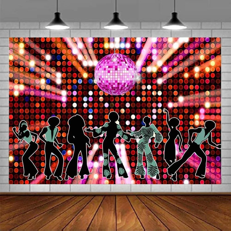 70S 80S Anni '90 Discoteca Febbre Ballerini Party Decor Fotografia Sfondo Let'S Glow Crazy In The Dark Photo Background Shining Neon