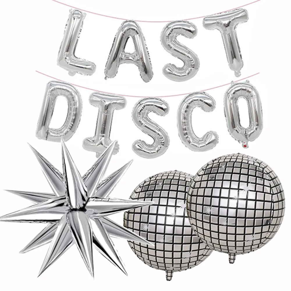 12Pcs Last Disco 4D Disco Metallic Mirror Balloons Silver Explosion Foil Cone Balloons 80S 90S Fever Party Decoration