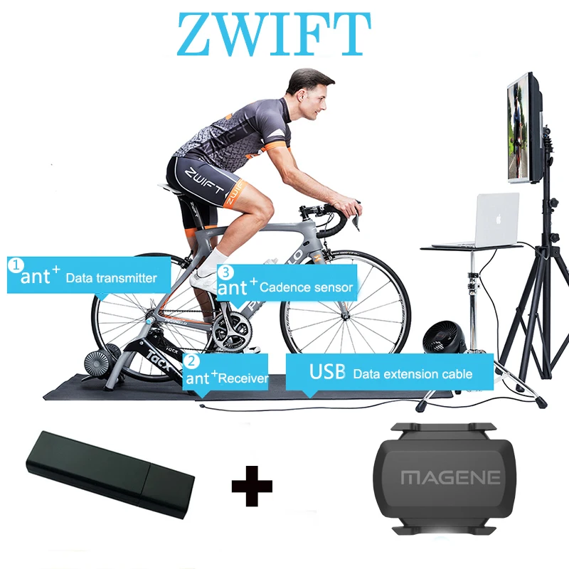 Ant + Usb Dongle Per Zwift Tacx Wahoo Garmin Bkool Bicicletta Trainer One Lap Data Ant + Usb Sticker Ricevitore Bicicletta Computer