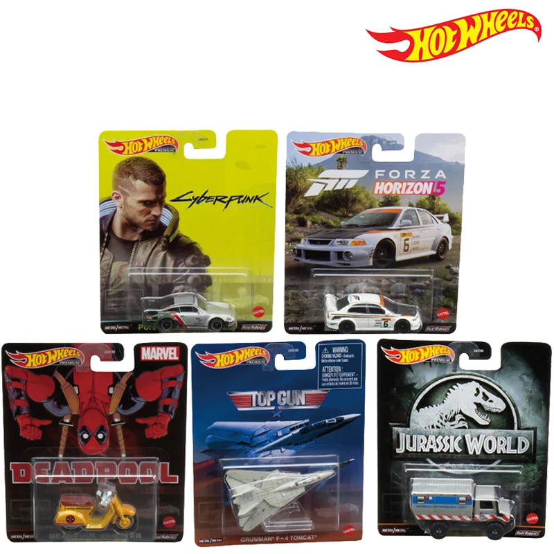 Hot Wheels Dmc55 Retro Entertainment Deadpool Scooter Mitsubishi Lancer Evolution Porsche F-14 Tomcat Jurassic 1:64 Car Toy
