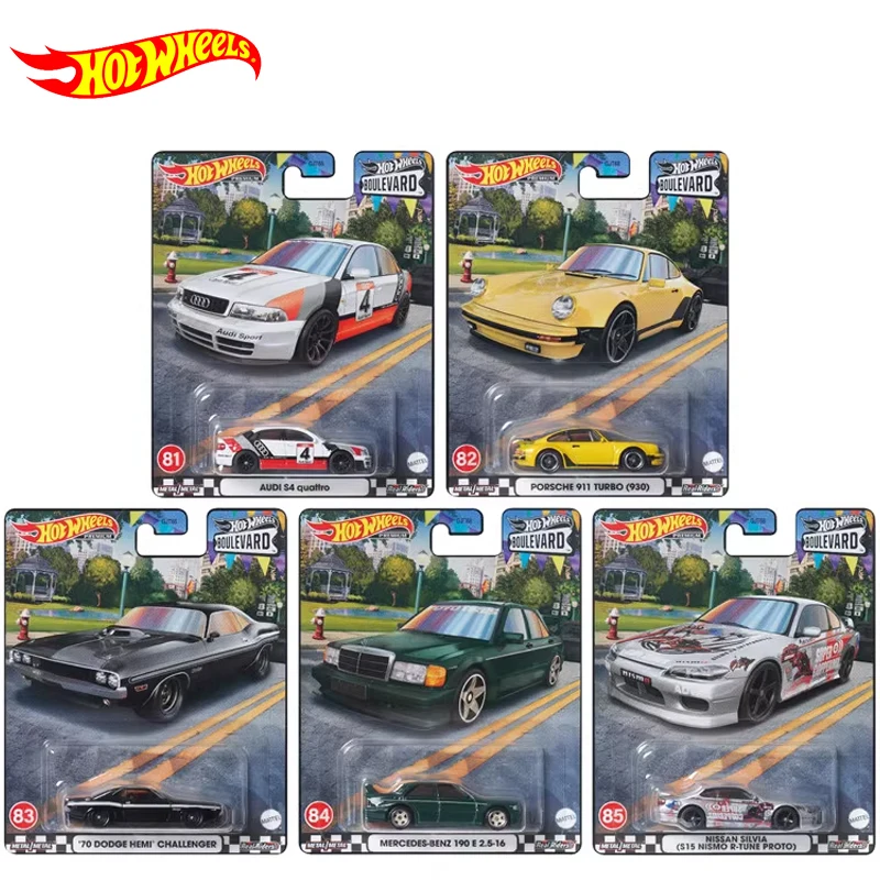 Original Hot Wheels Premium Car Boulevard Boy Toy Per Juguetes 1/64 Diecast Audi S4 Quattro Porsche 911 Turbo Nissan Silvia Gift