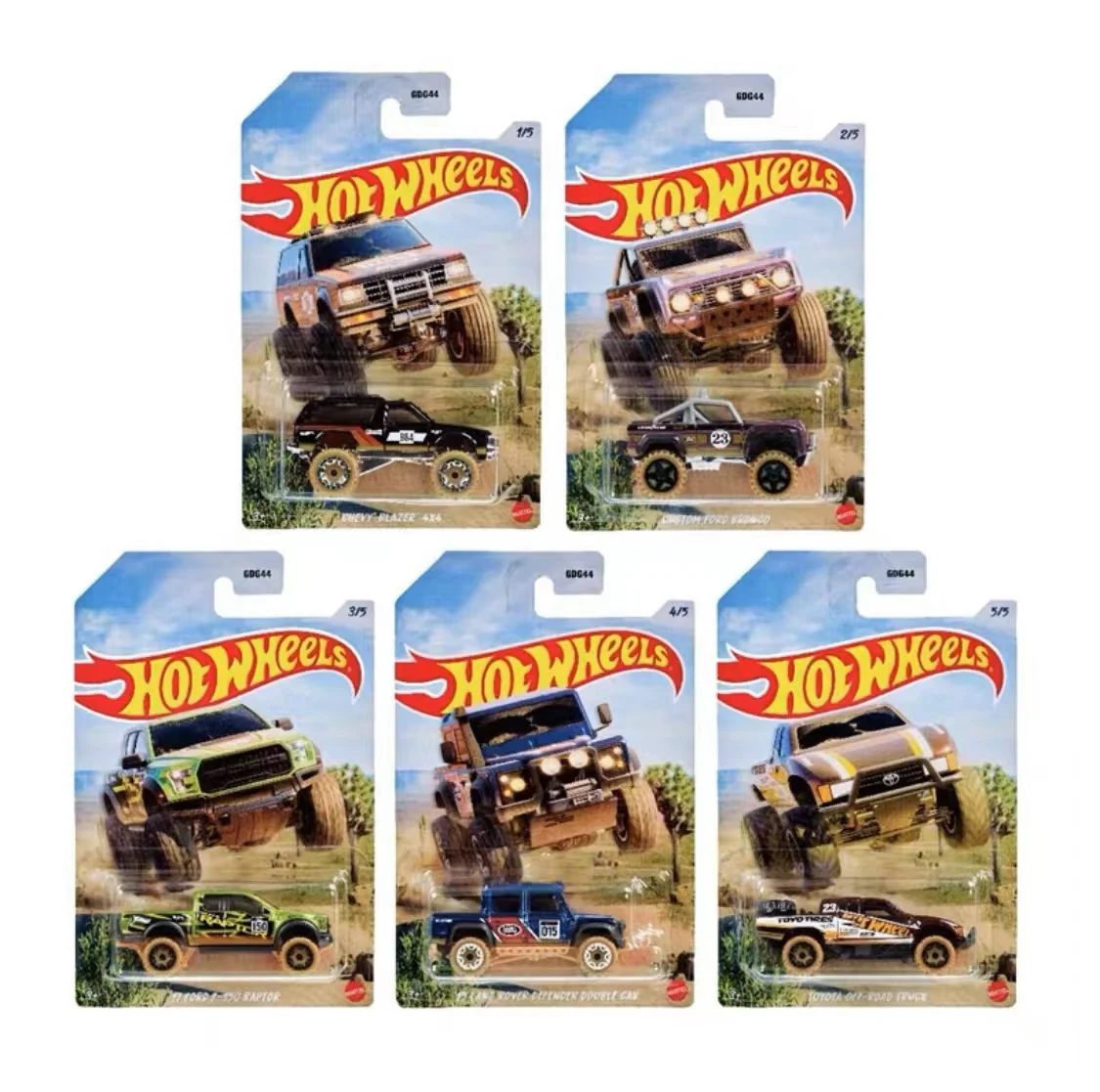 Hot Wheels Off Road Chevy Blazer Custom Ford Bronco Toyota Offroad Truck Ford F-150 Raptor Land Rover 1:64 Diecast Car Toy Gdg44