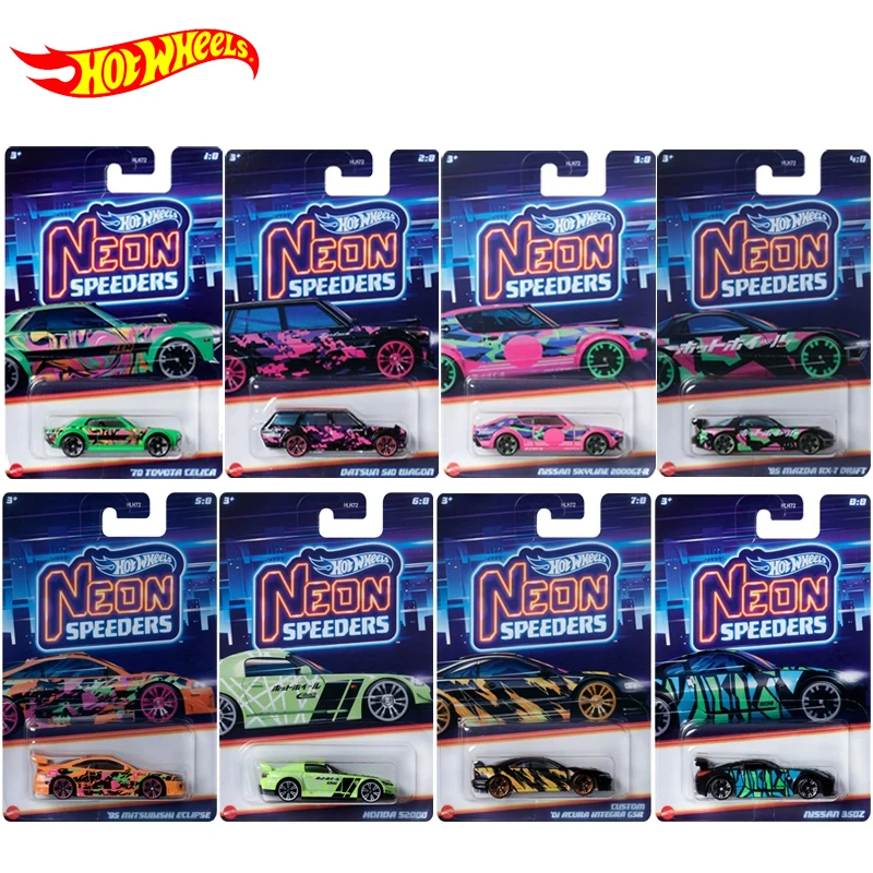 Original Hot Wheels Car Neon Speeder Toys For Boys 1/64 Diecast Toyota Celica Datsun Wagon Nissan Skyline Gtr Mazda Mitsubishi