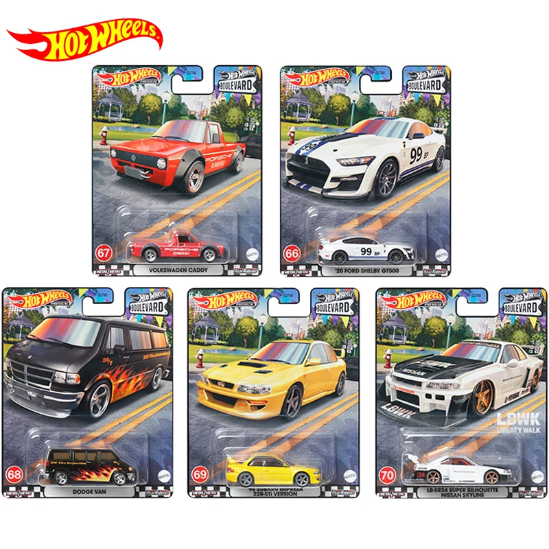 Original Hot Wheels Premium Car Boulevard Diecast 1/64 Veicoli Dodge Van 22B-Sti Versione Nissan Kid Boys Toys For Children Gift