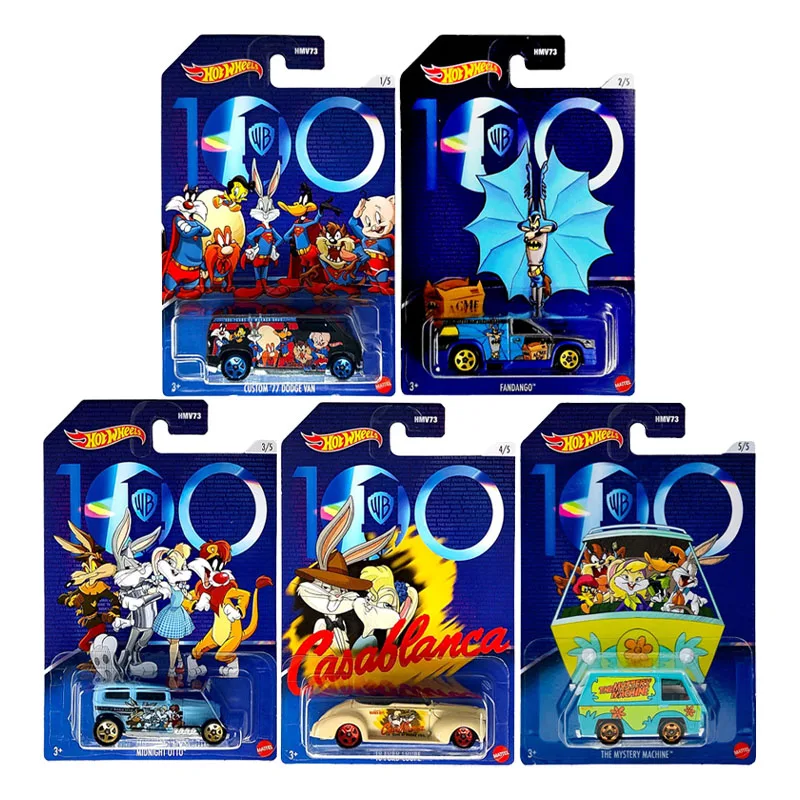 2023 Hot Wheels 100 Anni Warner Brothers Cars Fandango The Mystery Machine Midnight Otto Ford Coupe 1:64 Diecast Car Toy Hmv73