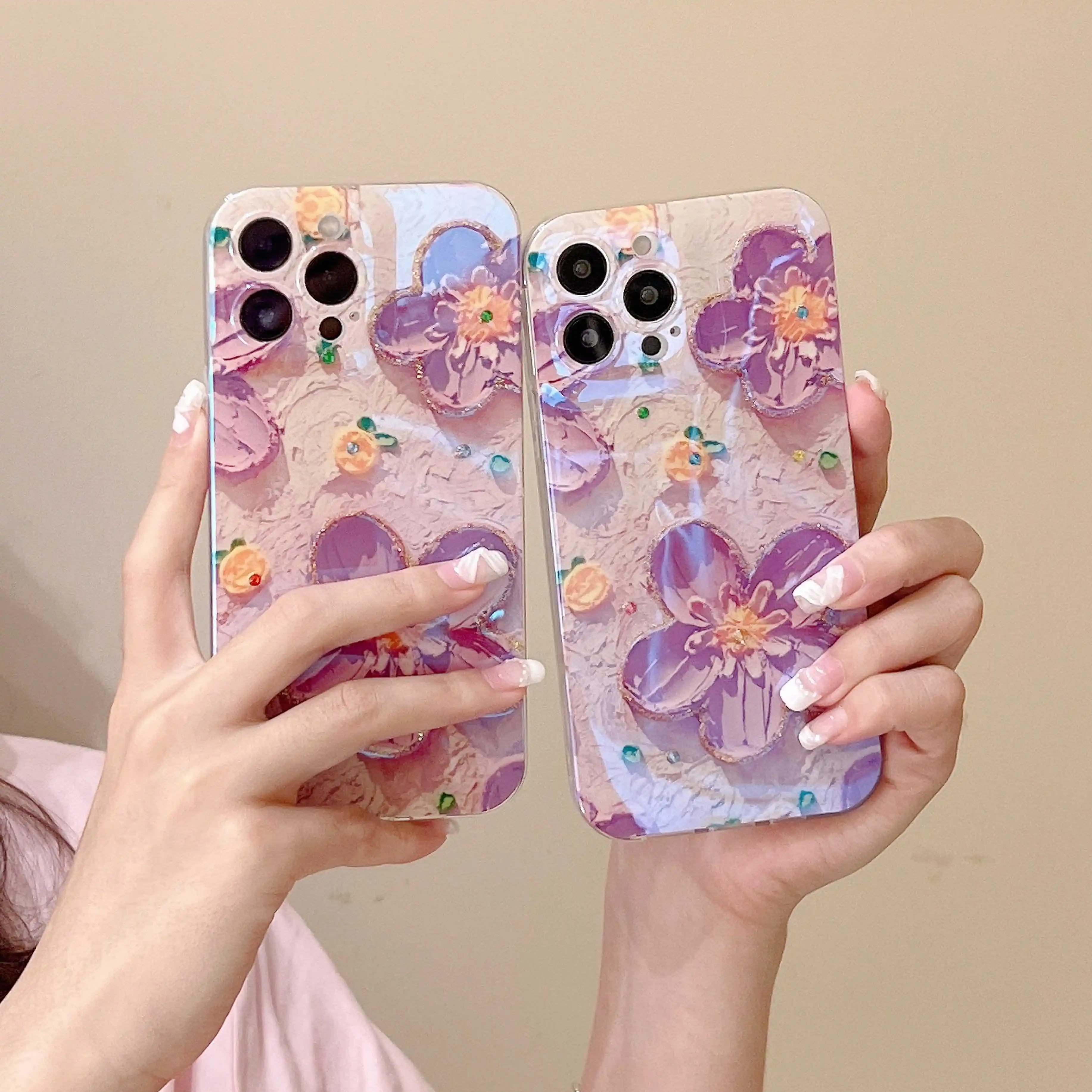Fiore Viola Blu Ray Motivo Floreale Viola Per Iphone 14Promax 14 13 13Pro 13Promax 12Pro 12 12Promax 11 11Promax Soft Shell