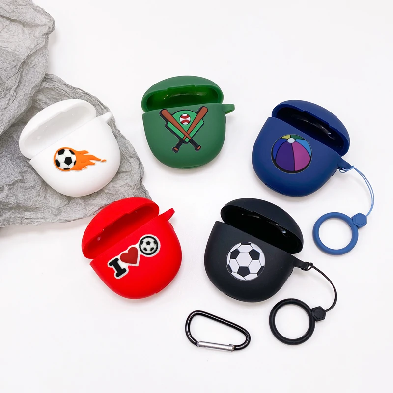 Cartoon Ball Case For Google Pixel Buds Pro Case Full Edge Protect Case Football / Basketball Silicone Earphone Cover