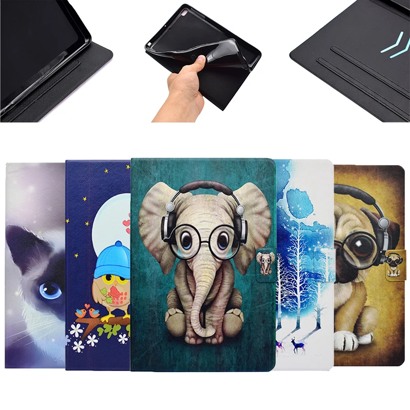 Per Samsung Galaxy Tab A 8.0 T350 T355 Sm-T355 8 "Smart Case Wake Up/Sleep Cartoon Painted Card Holders Book Stand Tablets Cover