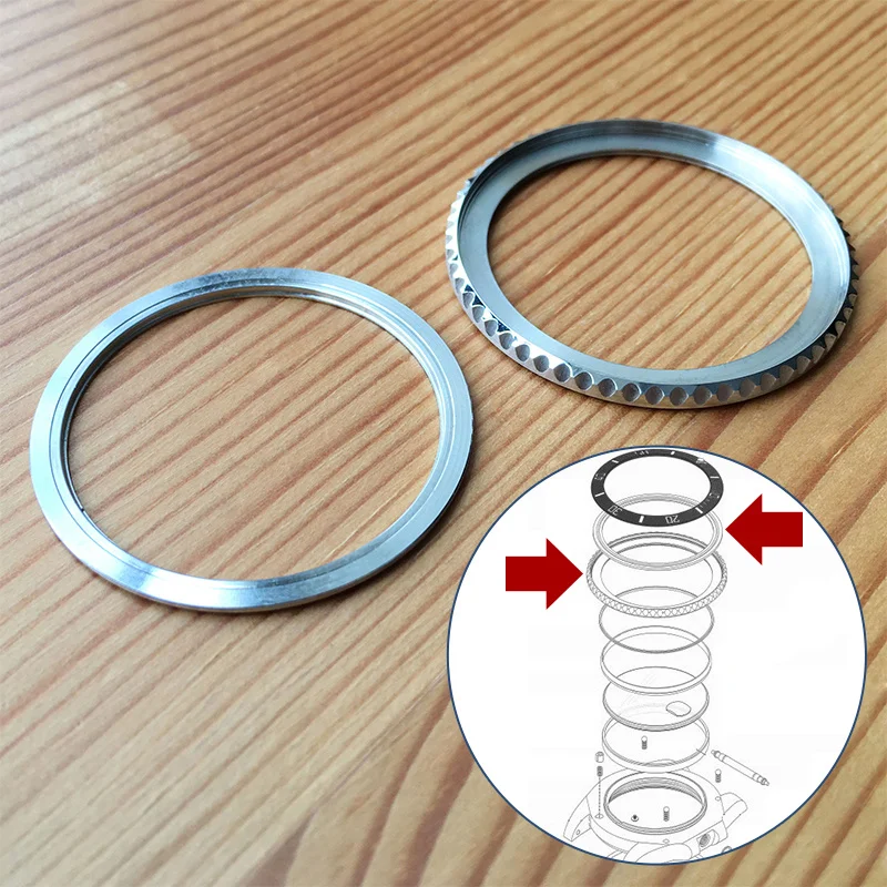 Anello Dentato Per Cani In Acciaio + Cuscinetto Per Lunetta Per Orologio Rolex Submariner 40Mm