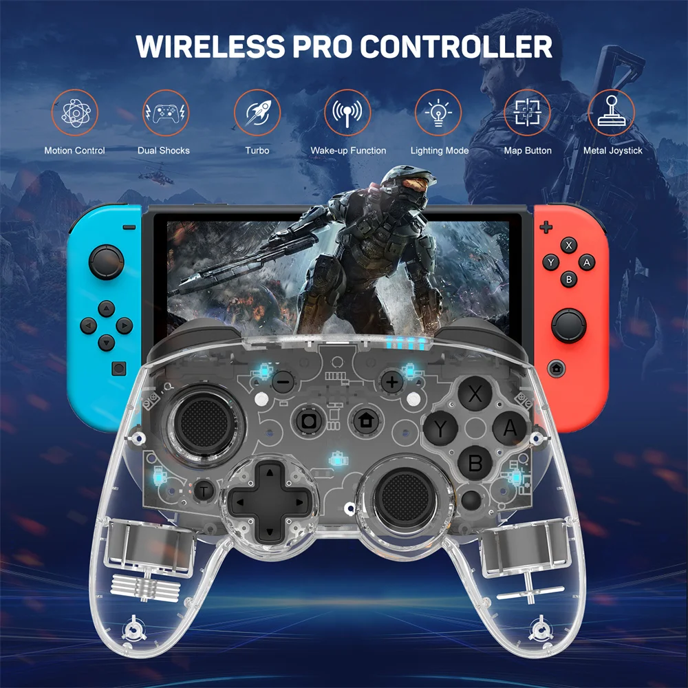 Ks35 Pro Controller Switch Transparant Per Nintendo Bluetooth Wireless Controller Auto-Fire Gamepad Compatibile Nintendo Switch