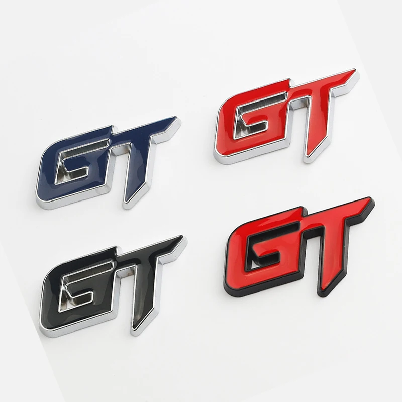 1 Pezzi 3D Gt Logo Lettere Car Fender Coperchio Tronco Emblema Posteriore Per Mustang Focus Toyota Mondeo Honda Audi Sticker Badge