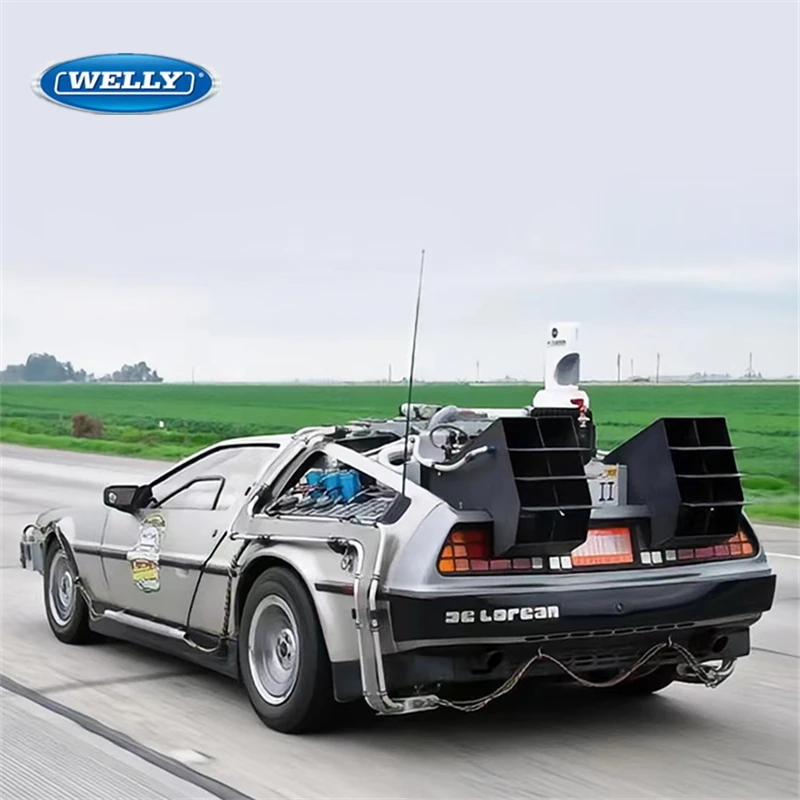Welly 1:24 Dmc-12 Delorean Time Machine Back To The Future Car Model Diecast Metal Car Model Simulation Collection Regalo Giocattolo Per Bambini