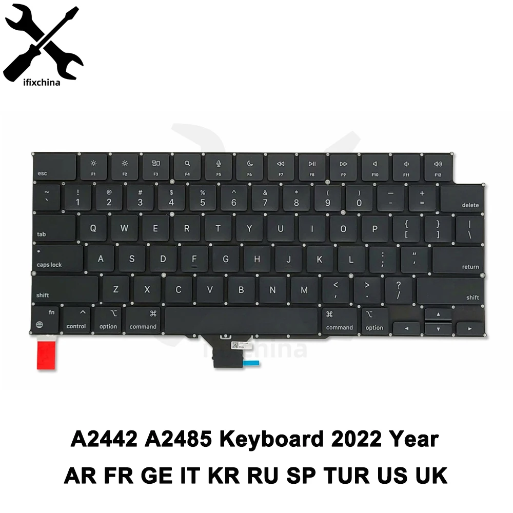 Nuova Tastiera A2442 A2485 Macbook Pro 14 "16" M1 Pro/Max Us Uk Francese Germania Italia Tastiera Sostitutiva Russa Coreana 2021