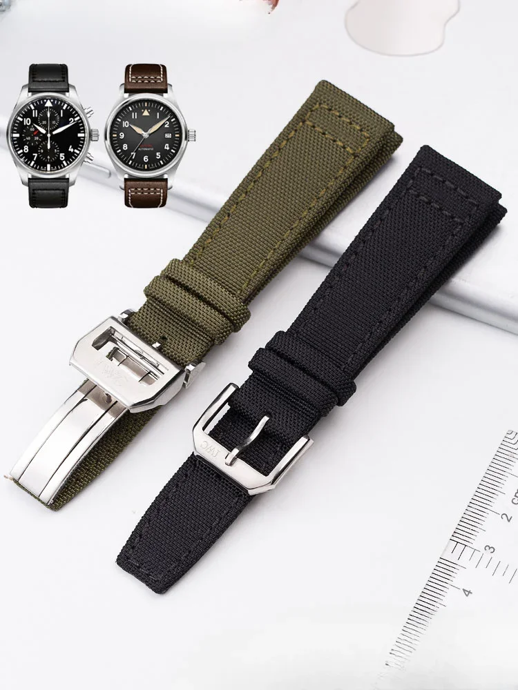 Per Iwc Big Pilot Canvas Nylon Cinturino Impermeabile Little Prince Mark 18 Portogallo Seven Days Timing Underskin Pelle Bovina Polso