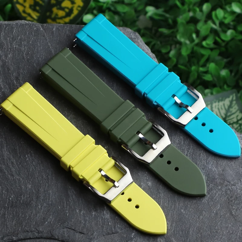 20Mm 22Mm Fkm Cinturino In Gomma Per Iwc Big Pilot Spitfire Timezone Top Gun Portoghese Mark Portofino Portugieser Cinturino Per Orologio