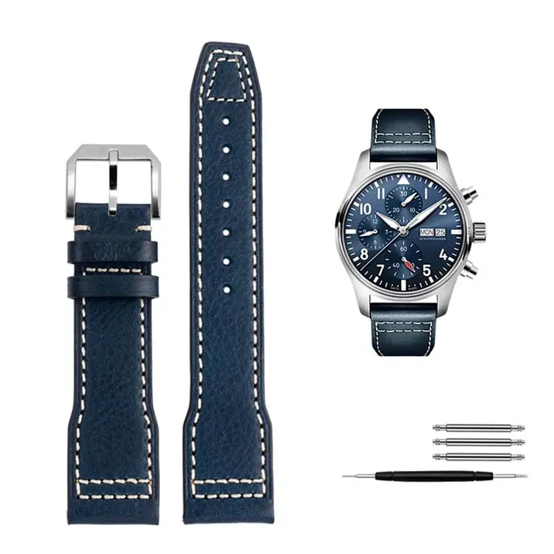 Pcavo 20Mm 21Mm Italia Cinturino In Vera Pelle Per Iwc Big Pilot Spitfire Watch Pelle Bovina Nero Marrone Blu Cinturino Da Uomo
