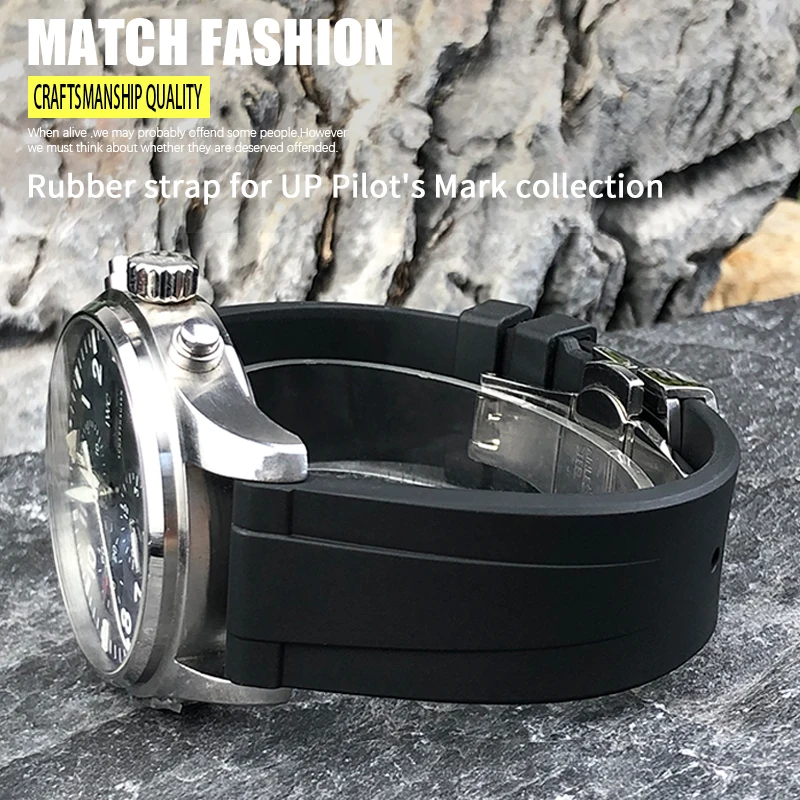 Cinturini Per Orologi In Fluorurubber Adatti Per Iwc Big Pilot Watches Iw3777 Gomma Silicone 19Mm 20Mm 21Mm 22Mm Cinturini Per Cinturini Morbidi