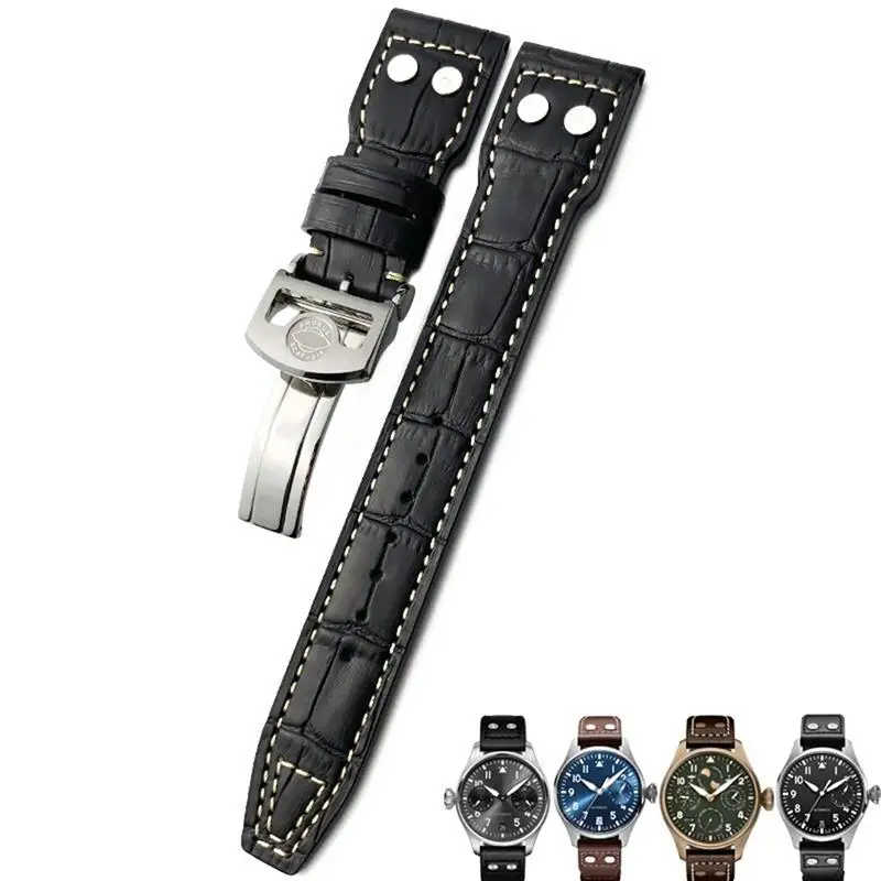 Pcavo 20Mm 21Mm 22Mm Rivetto Cinturino In Pelle Di Vitello Adatto Per Orologio Iwc Big Pilot Iw5009 Spitfire Iw3777 Le Petit Prince Mark
