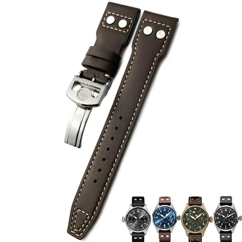 Pcavo 20Mm 21Mm 22Mm Rivetto Cinturino In Pelle Di Vitello Adatto Per Orologio Iwc Big Pilot Iw5009 Spitfire Iw3777 Le Petit Prince Mark