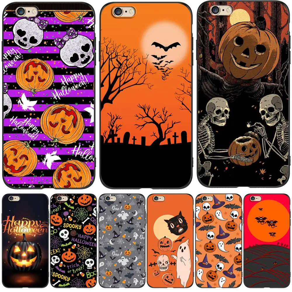 For Iphone 5S 5 S Se 2016 4.0" Case Phone Cover On Apple Iphone 6S 6 S Plus Funda Bumper Black Tpu Case Halloween