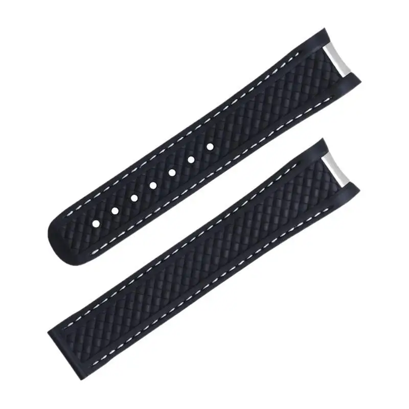 Pcavo Curved End Gomma Fluorosa Per Omega Strap Seamaster 300 Aqua Terra At150 8900 Orologio Soft Strap Men Sostituzione