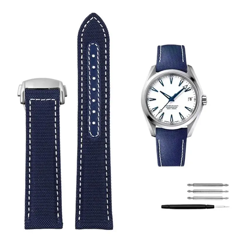 Cinturino In Pelle Di Nylon Ad Alta Densità Pcavo Per Omega New Seamaster 300 Super Master At150 Cinturino Da Uomo In Pelle Aqua Terra