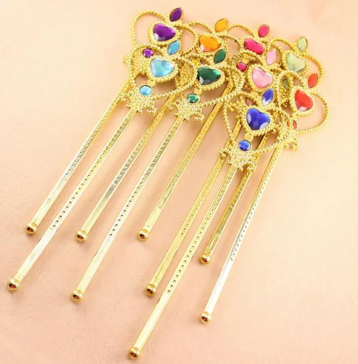 Cuore Principessa Bacchetta Fata Angelo Bacchette Magiche Partito Goody Bag Favore Fancy Dress Up Costume Props Plastica Gem Oro Bastoni Regalo