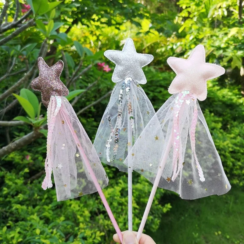 Star Mesh Magic Angel Fairy Wands Sticks Costume Puntelli Bomboniera Baby Birthday Festival Gifts Christmas