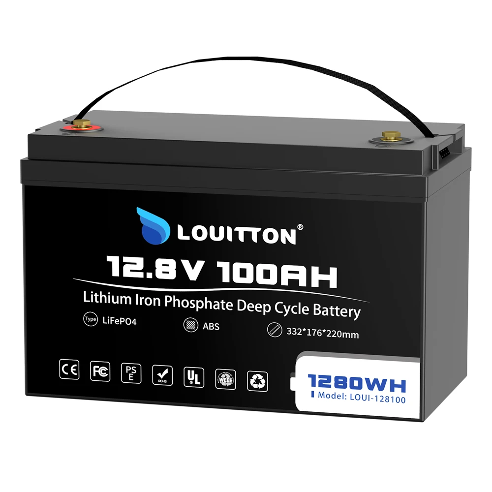 Batteria Lifepo4 100 Ah 12V Serie 1280 Wh Bms Protetta Per Batterie Agm O Gel Di Ricambio Per Camper, Barche, Campeggio O Sistema Solare