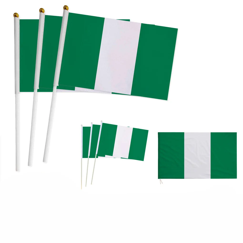 Z-One Flag 100Pcs Nigeria Hand Flag 14*21 Cmbandiera Nazionale Nigeriana Piccola Bandiera Sventolante Tenuta In Mano Indoor Outdoor Home Decor