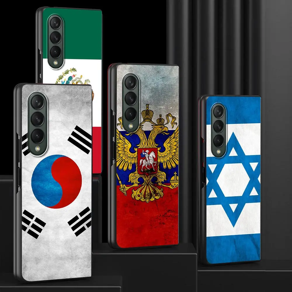 Bandiera Nazionale Ru Fr Uk Custodia Per Samsung Galaxy Z Fold3 Custodia Per Cellulare Custodia Rigida Per Pc Di Lusso Z Fold 3 Black Fashion Capa