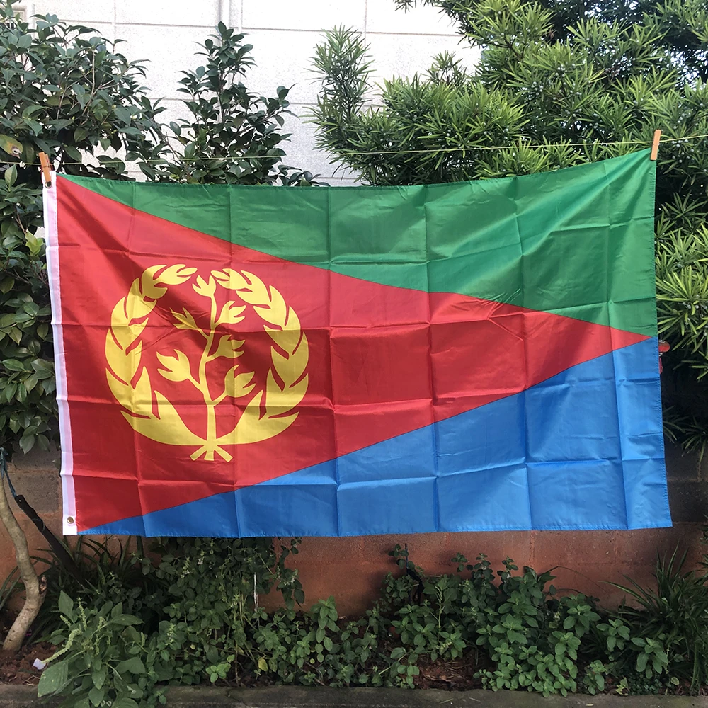Z-One Bandiera 3*5 Ft Eritrea Flag 90X150Cm Poliestere Hanging Eritrean National Per Indoor Outdoor Decoration Banner