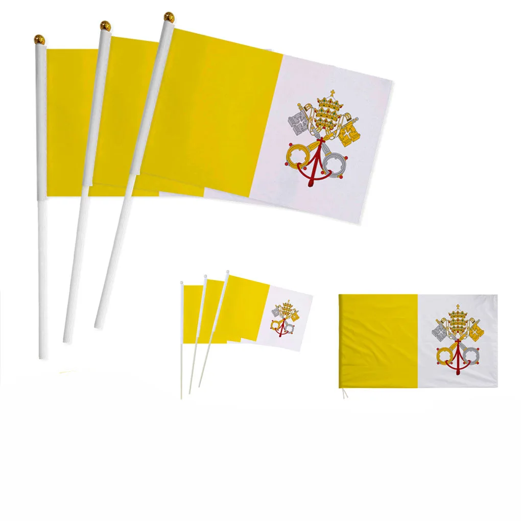 Z-One Bandiera 100 Pz Bandiera Della Mano Del Vaticano 14*21Cm Bandiera Nazionale Dello Stato Del Vaticano Piccola Bandiera Sventolante Tenuta In Mano