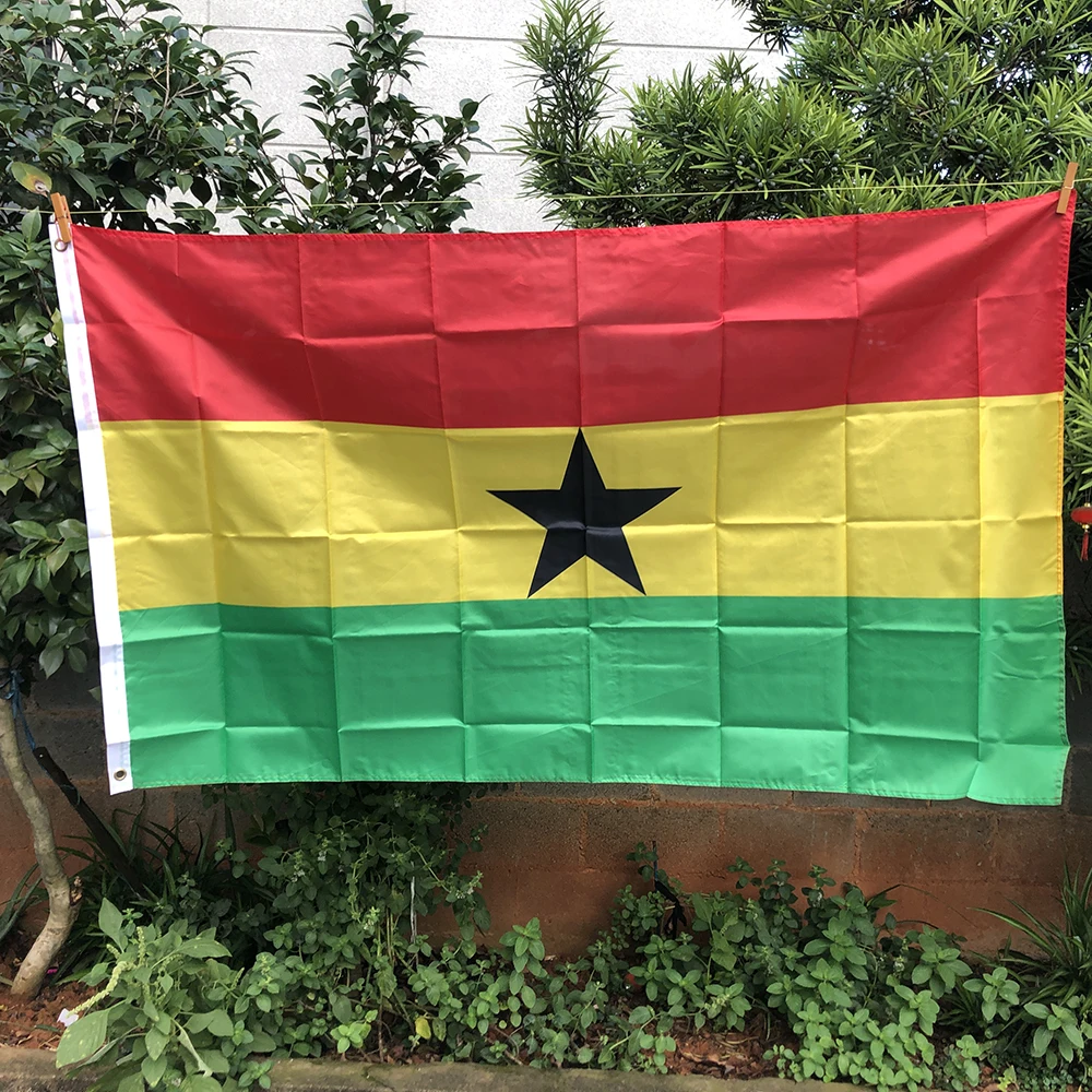 Z-One Bandiera Bandiera Del Ghana 90 X150Cm Poliestere Appeso Bandiera Del Ghana Decorazione Domestica Per Interni Ed Esterni