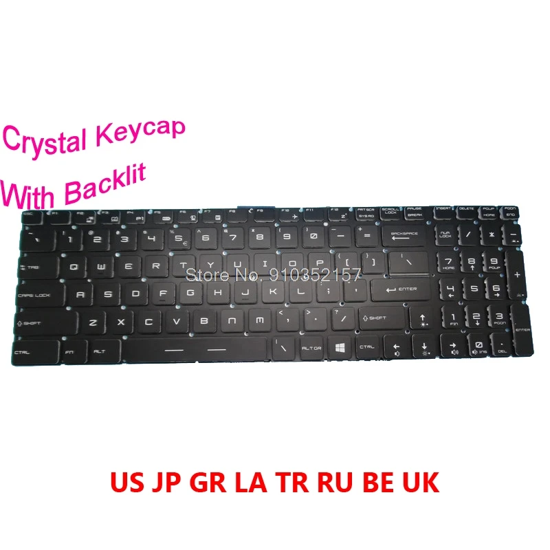 Be Gr Jp La Ru Tr Uk Us Tastiera Retroilluminata In Cristallo Per Msi Alpha 15 A3Dc A4Dek Creator 17M Alpha 15 A3Dd Ms-17F3 16Uk Nero