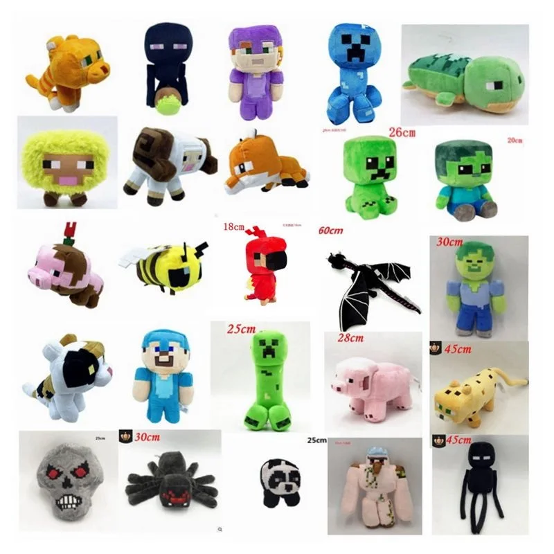 New Minecraft Peluche Ripiene Bambola Rampicante Tartaruga Marina Pappagallo Volpe Zombie Enderman Spider Bee Decorazione Ventagli Giocattolo Regalo P