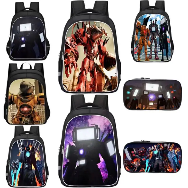 Skibidi Toilet Backpack Titans Cameraman Tv Man Titans Speakerman Zaino Camera Man Skibidi Toilet Pencil Case School Bag Kids