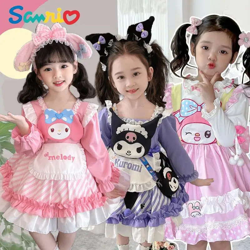 Anime Kawaii Sanirios My Melody Kuromi Lolita Kids Princess Dress Comodo Dolce Ragazza Carina Tutu Gonna Bambino Compleanno Molletta