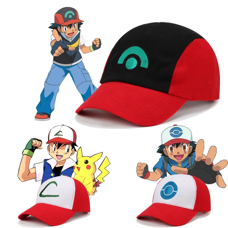 Pokemon Anime Cappelli Pocket Monster Figure Ash Ketchum Cosplay Series Cartoon Hats Berretto Da Baseball Regolabile Per Bambini Cappelli In Rete