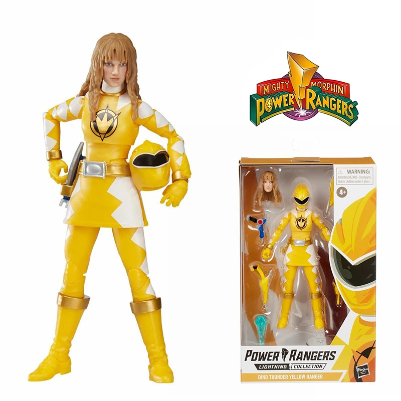 16Cm Power Rangers Collezione Di Fulmini Dino Thunder Yellow Ranger Ver Anime Action Figures Original Toy Collection Gift