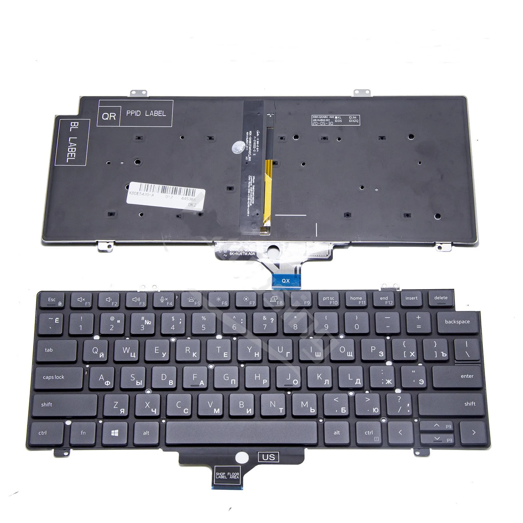 Nuova Tastiera Us Ru Per Dell Latitude 7410 5420 7420 7520 2-In-1 Musliminglese Russo