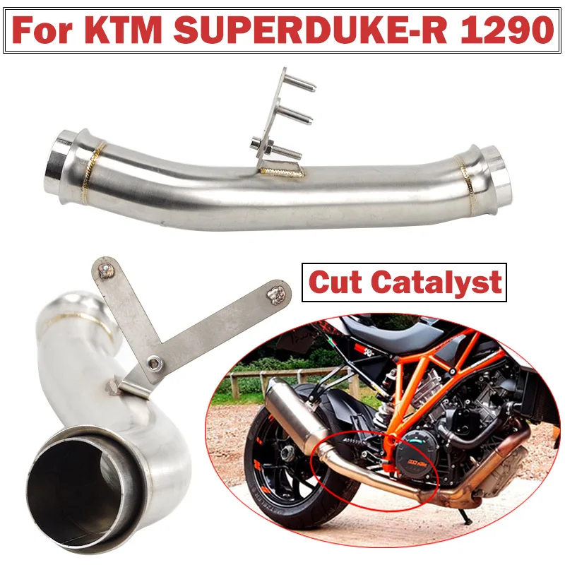 Per Ktm Duke 1290 Tubo Di Collegamento Centrale Cut-Cat Di Scarico De-Cat Connect Tube Escape Moto Down Pipe Per Super Duke-R 1290 2014 -2016