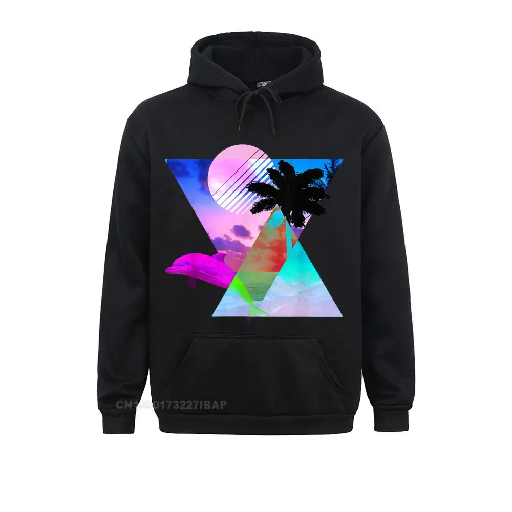 Vaporwave Dolphin 80'S Ipnotic Triangle Sunset Tee Felpe Alla Moda Felpe Con Cappuccio Per Donna Nuove Felpe Stampate