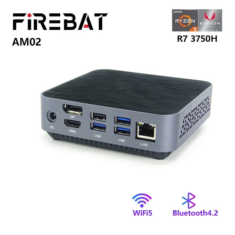 Firebat Am02 Minipc Amd Ryzen7 R7 3750H Mini Pc 16Gb 512Gb Per Giochi Per Computer Desktop Ddr4 Bt4.2 Wifi5 Gamer
