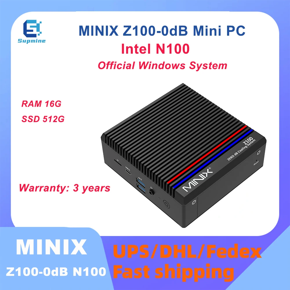 Minix Z100-0Db Intel N100 Gaming Mini Pc 16G 512Gb Office Home Design Ddr4 Pc Windows 11 Pro Pc