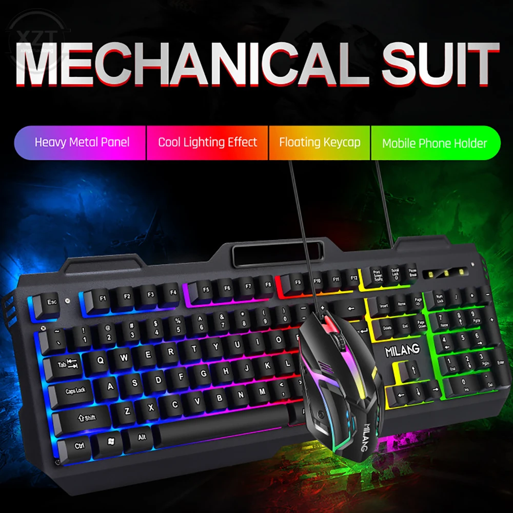 Tastiera E Mouse Del Giocatore Tastiera Da Gioco Per Pc Tastiera Retroilluminata Rgb Tasti In Gomma Tastiera Cablata Mouse Gamer Mouse Da Gioco
