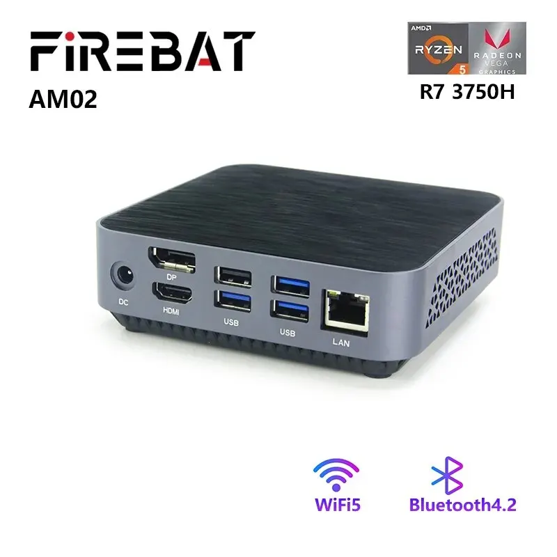 Firebat Am02 Minipc Amd Ryzen7 R7 3750H Mini Pc 16Gb 512Gb Per Giochi Per Computer Desktop Ddr4 Bt4.2 Wifi5 Gamer