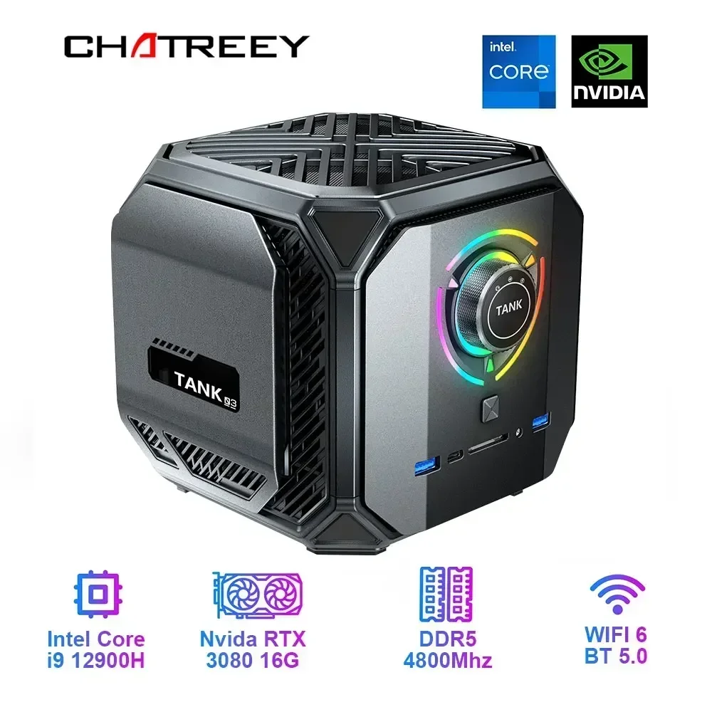 Chatreey Tank Mini Pc Intel Core I9 12900H I7 12700H Con Nvidia 3080 16G Gaming Desktop Computer Pcie 4.0 Wifi 6 Bt5.0
