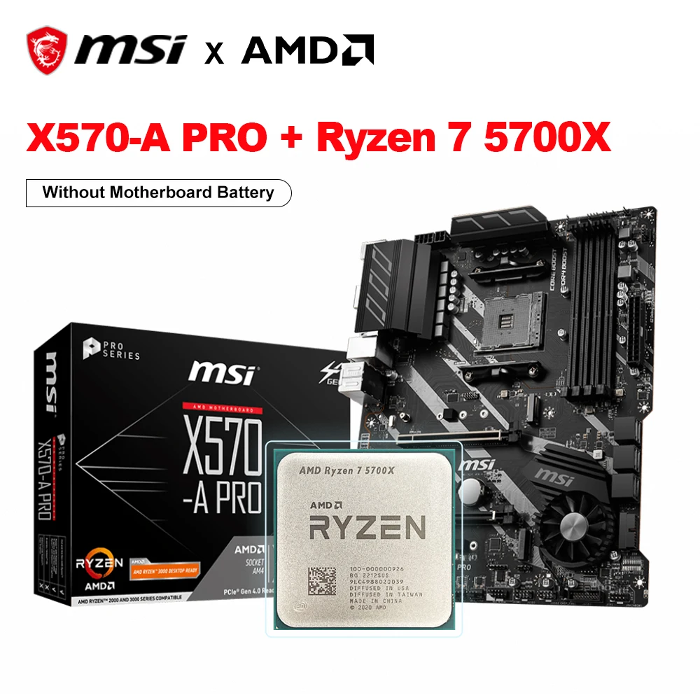 Nuovo Amd Ryzen 7 5700X R7 5700X Cpu + Msi X570-A Pro Amd X570 Amd X570 Scheda Madre Ddr4 Da 128Gb Pci-E 4.0 M.